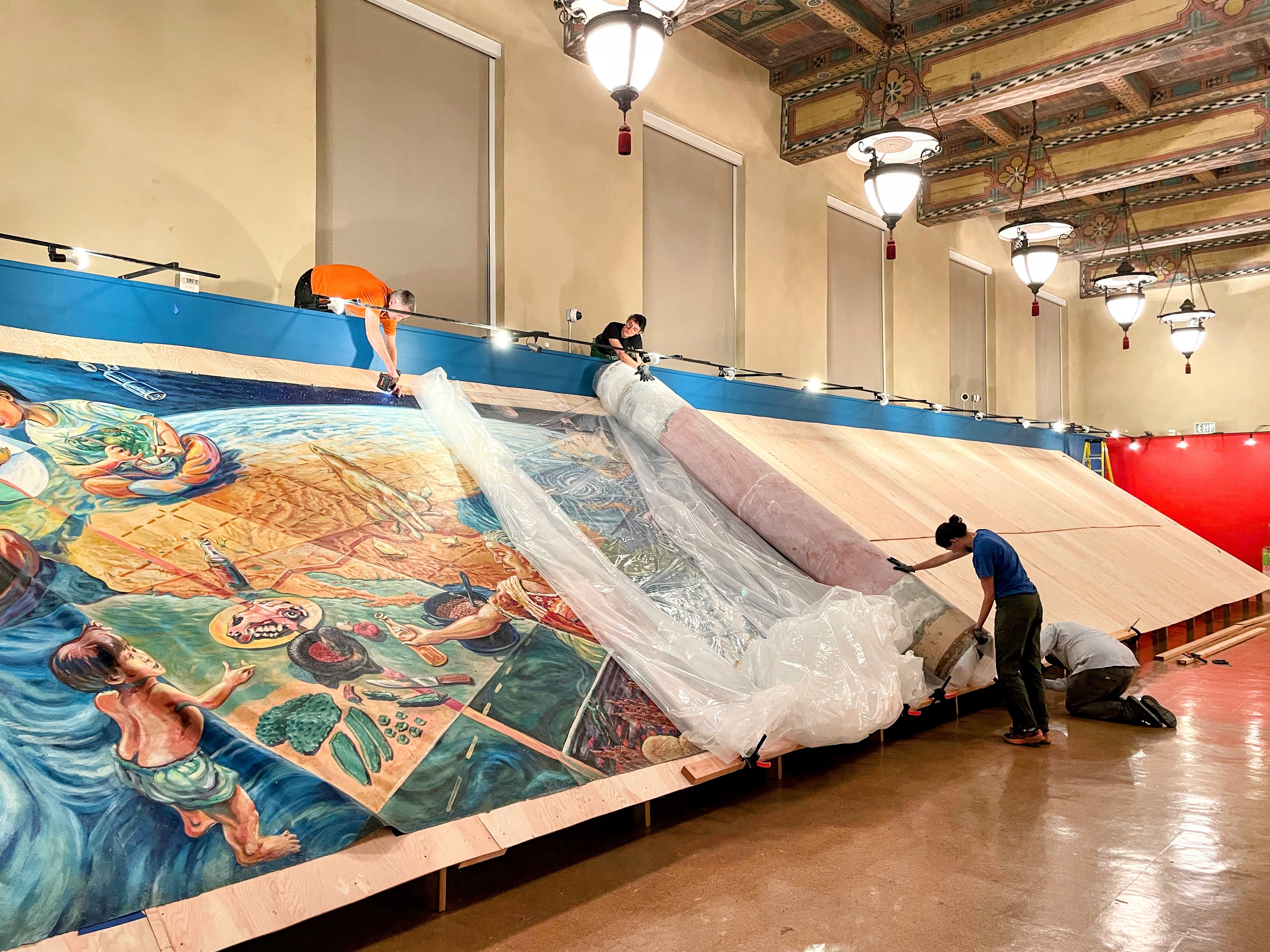 Hacia al Norte mural installation in Los Angeles